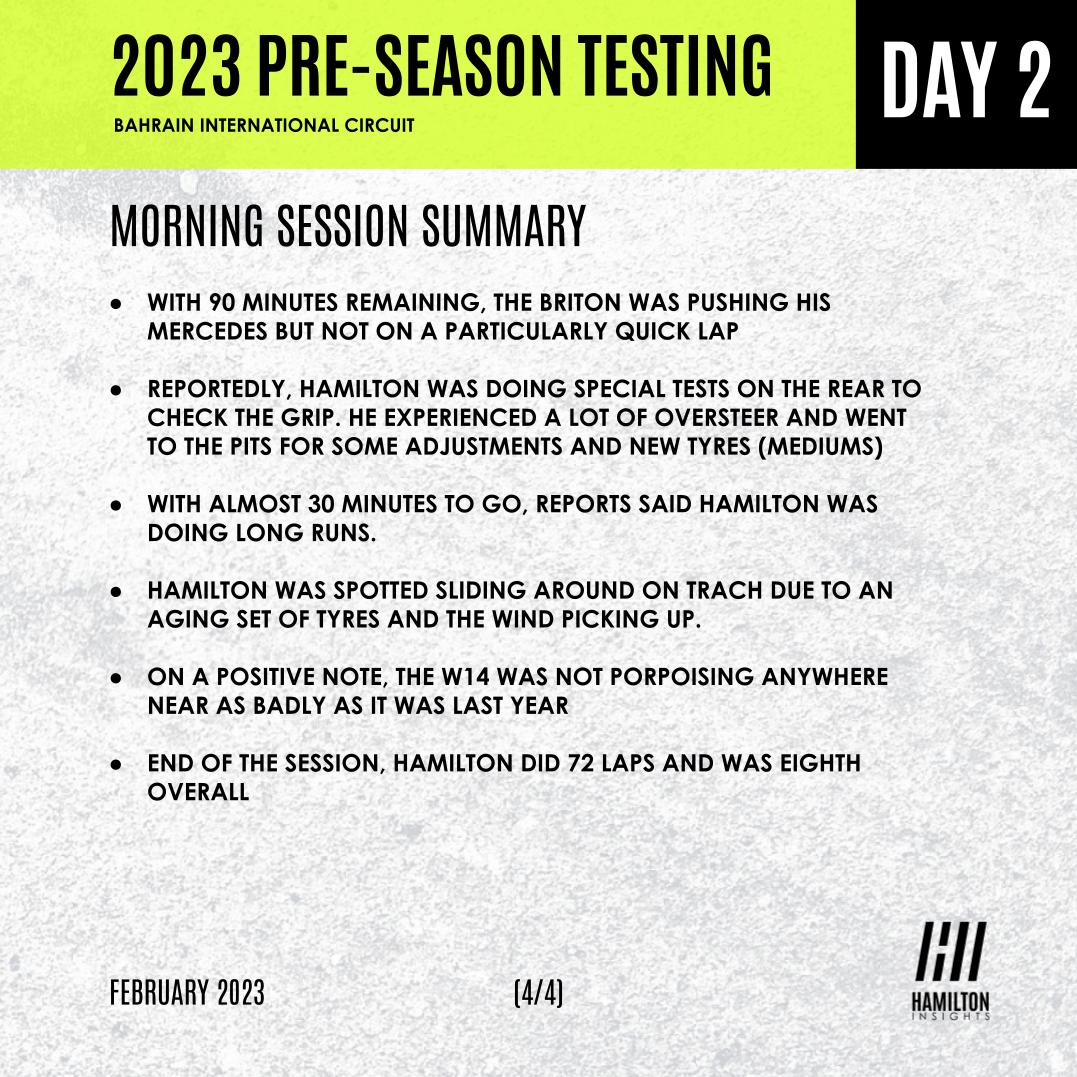LH44_insights's tweet photo. 🤓ICYMI, here's a little summary of the Day 2 morning session 😄
AS usual, we don't know the  amount of fuel, the engine power used or  the exact condition of the tyres.
#F1 #F12023 #F1Testing #MercedesAMGF1 #W14 https://t.co/ekDhyEY3YY