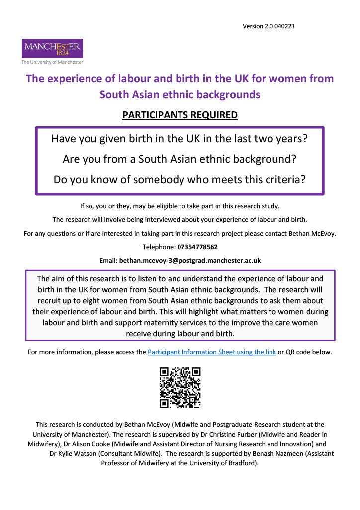 NMSWResearch's tweet image. Have you given birth in the UK in the last two years?   
Are you from a South Asian ethnic background?  
Do you know of somebody who meets this criteria?  
If so, you or they, may be eligible to take part in this research study. 

sway.office.com/qXL9mLATZIprGN…