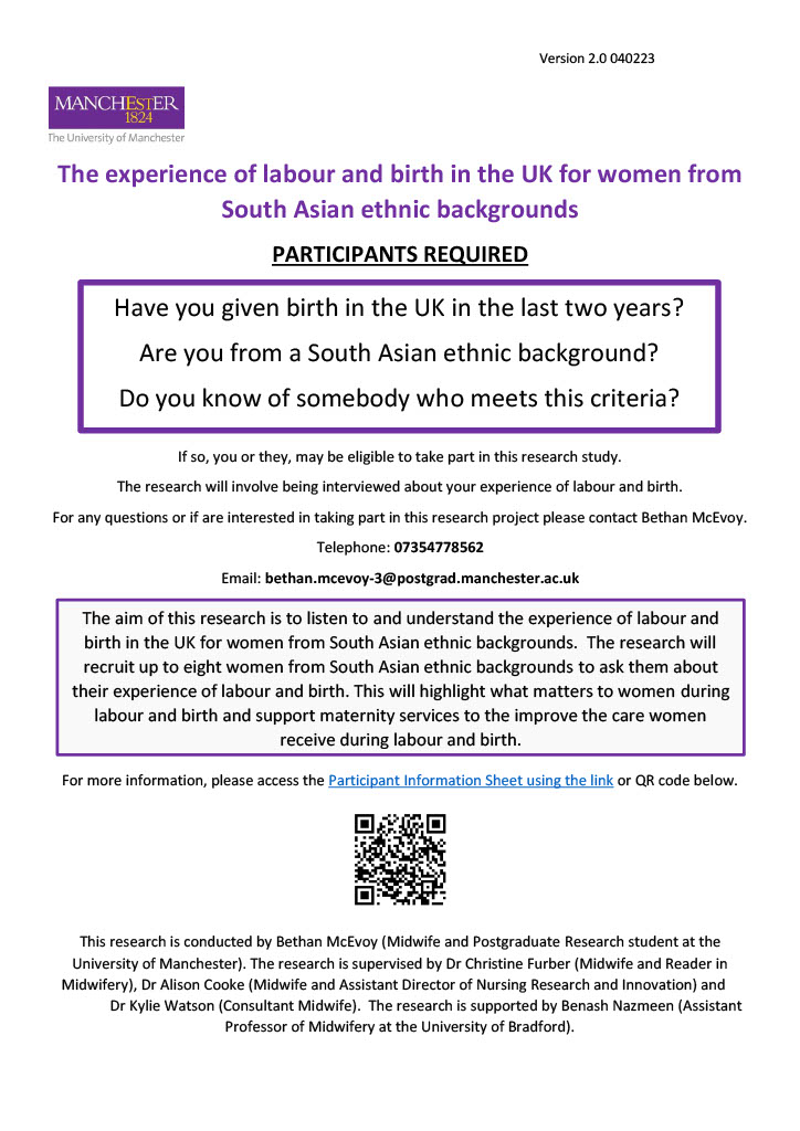Have you given birth in the UK in the last two years? Are you from a South Asian ethnic background? Do you know of somebody who meets this criteria? If so, you or they, may be eligible to take part in this research study. sway.office.com/qXL9mLATZIprGN…