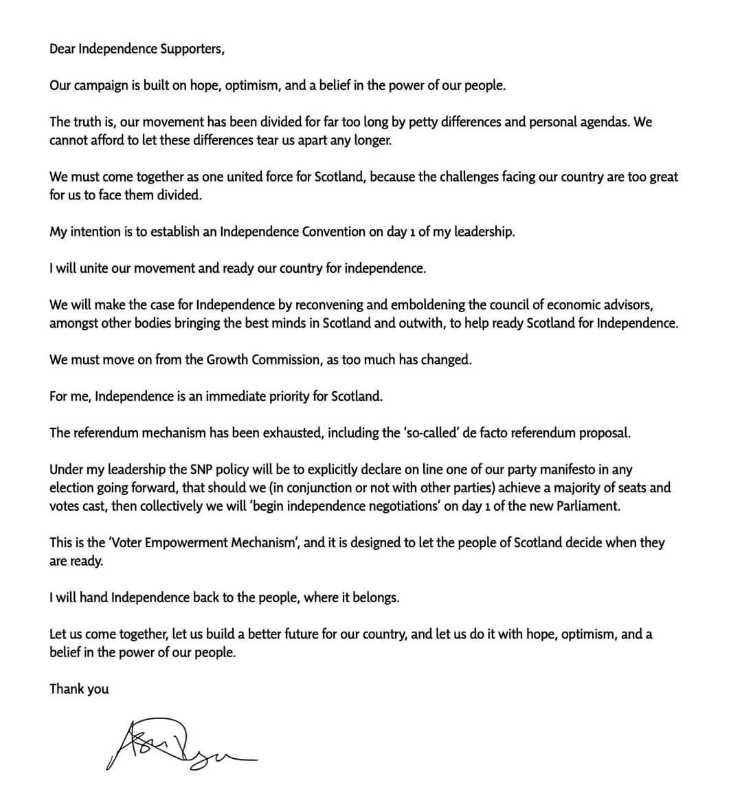 There we have it. 'The Voter Empowerment Mechanism'.

Ash is as clear as day about her intentions to unite the movement, hold a convention and negotiate #independence based on the expressed will of the #ScottishParliament's voter franchise. 

Now, how do we feel about this?