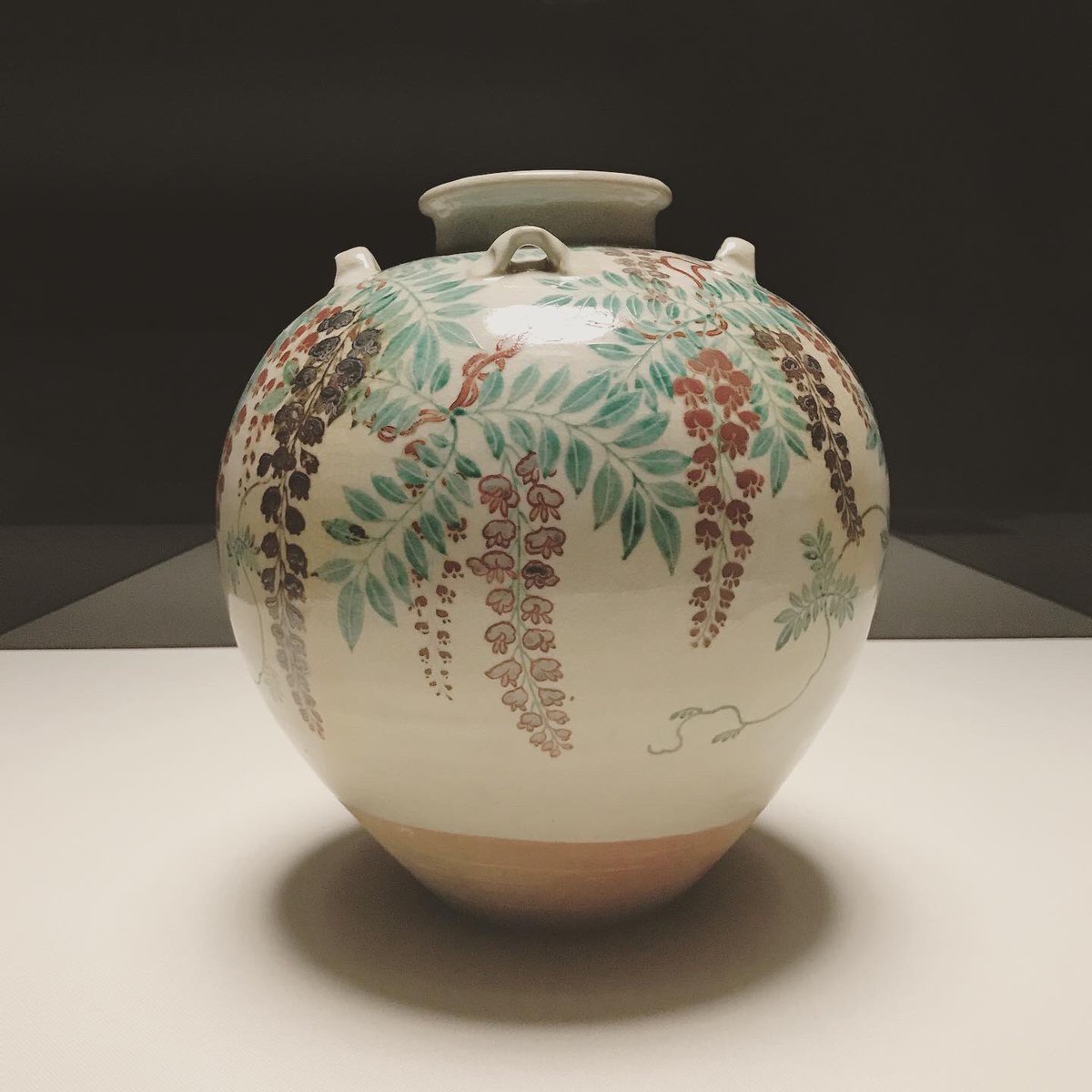 野々村仁清 四季花に雉 大壷（花器）全高33㎝ 飾り映えのする