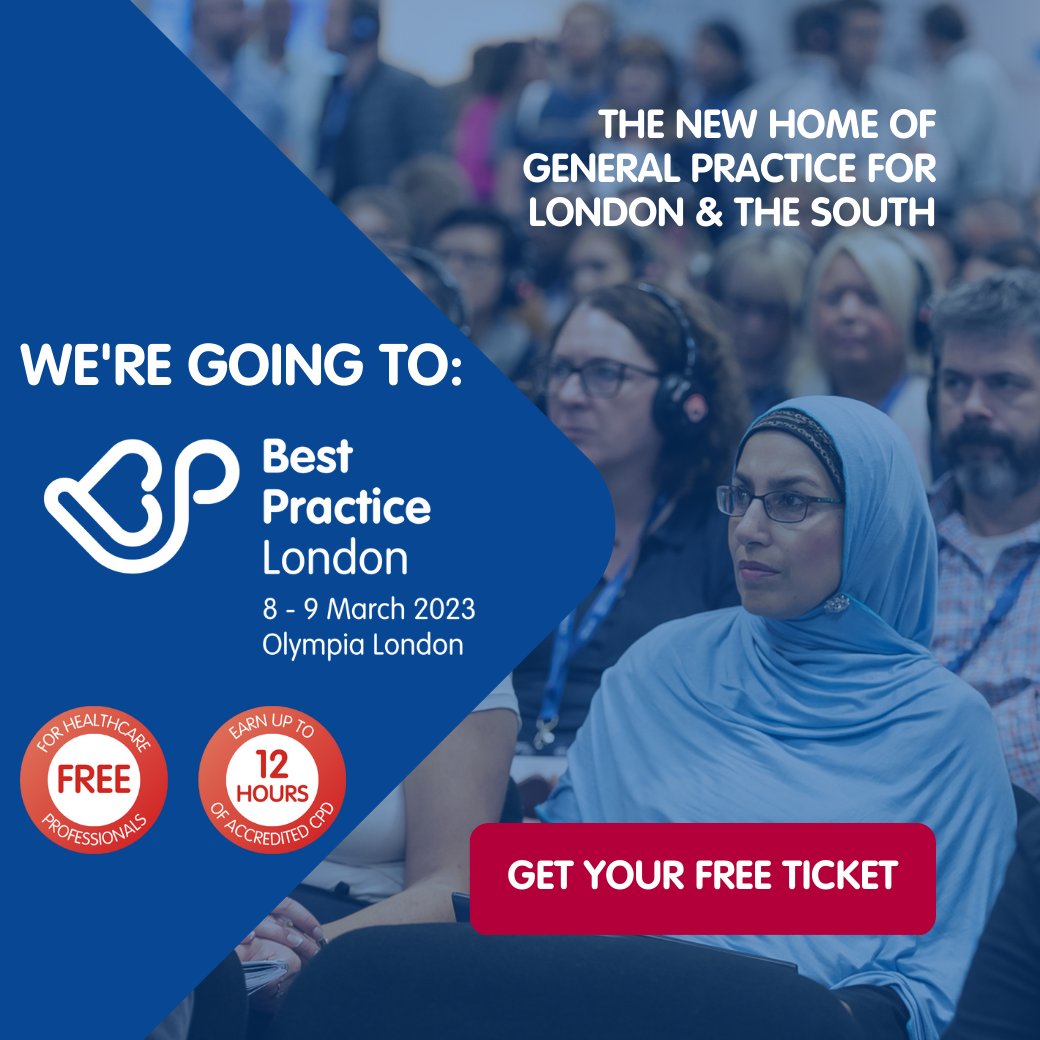 Best Practice is coming to @olympia_london 8-9 March. Our President Elect @DrRajThakkar and Past President @AhmetFU38380786 will be delivering sessions during the afternoon of 9 March. For free tickets visit: tinyurl.com/yc8am98c #BestPracticeLondon