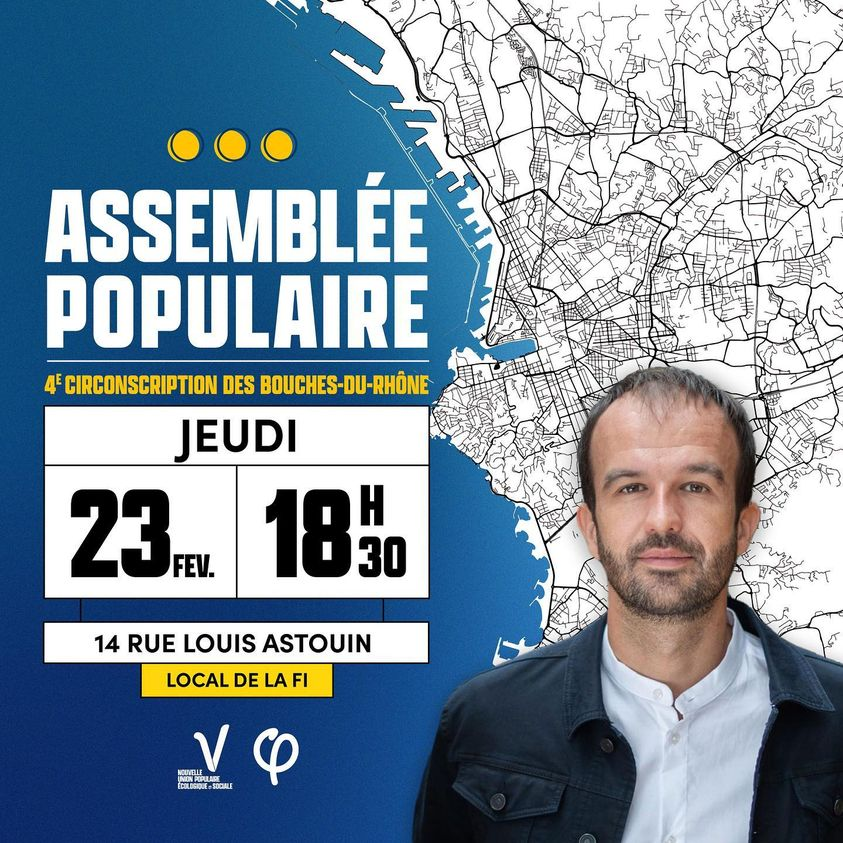 #AssembléePopulaire
23 février à 18h30
#BouchesDuRhone