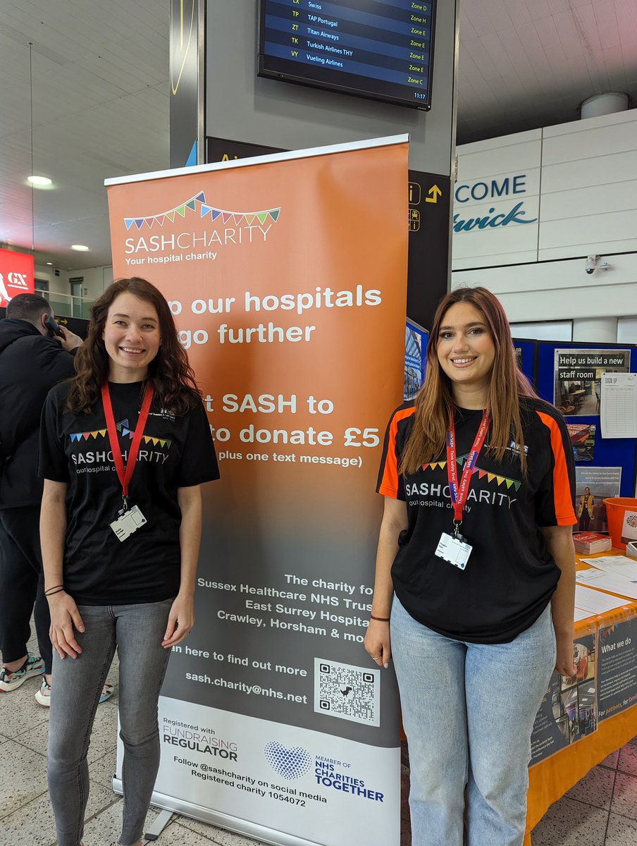 In <a href="/Gatwick_Airport/">London Gatwick LGW</a> today? Say hi to <a href="/SASHCharity/">Surrey & Sussex Healthcare Charity</a> volunteers and find out how you can help <a href="/sashnhs/">SASH NHS Trust</a>. If you work at the airport and raise funds for us in 2023 the airport will DOUBLE IT! 😊👍👍👍👍 #gatwick #crawley #surrey #sussex