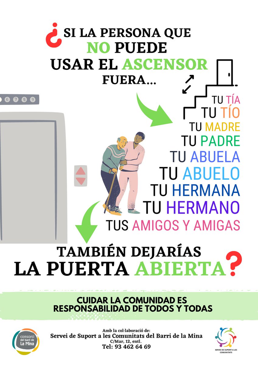Bon dia a totes i tots! ☀️

Tenir cura dels espais comunitaris és una forma de respectar els veïns i veïnes i ens permet viure en harmonia i tranquil·litat dins de la nostra comunitat! 🫂

<a href="/incoopserveis/">Cooperativa Incoop</a>  <a href="/ConsorciMina/">Consorci del barri de la Mina</a>