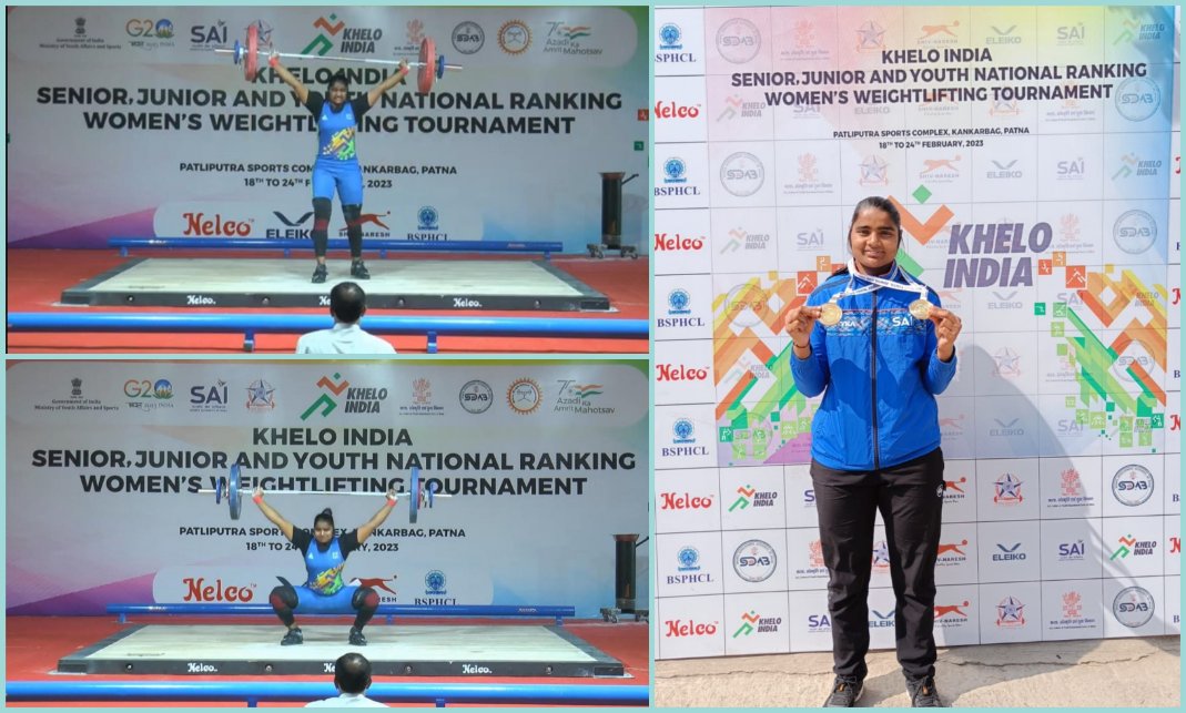 📢 #MedalAlert & #National Record  
Kudos to NCOE Lucknow #Weightlifter 
Jyoti Yadav,76 kg bagged
Gold 🥇 in Youth
Gold 🥇 in Junior
1 New #NationalRecord for Youth Snatch 74kg,total-160 Kg at #KheloIndia Senior,Junior&Youth National Ranking Women Weightlifting Tournament,Patna