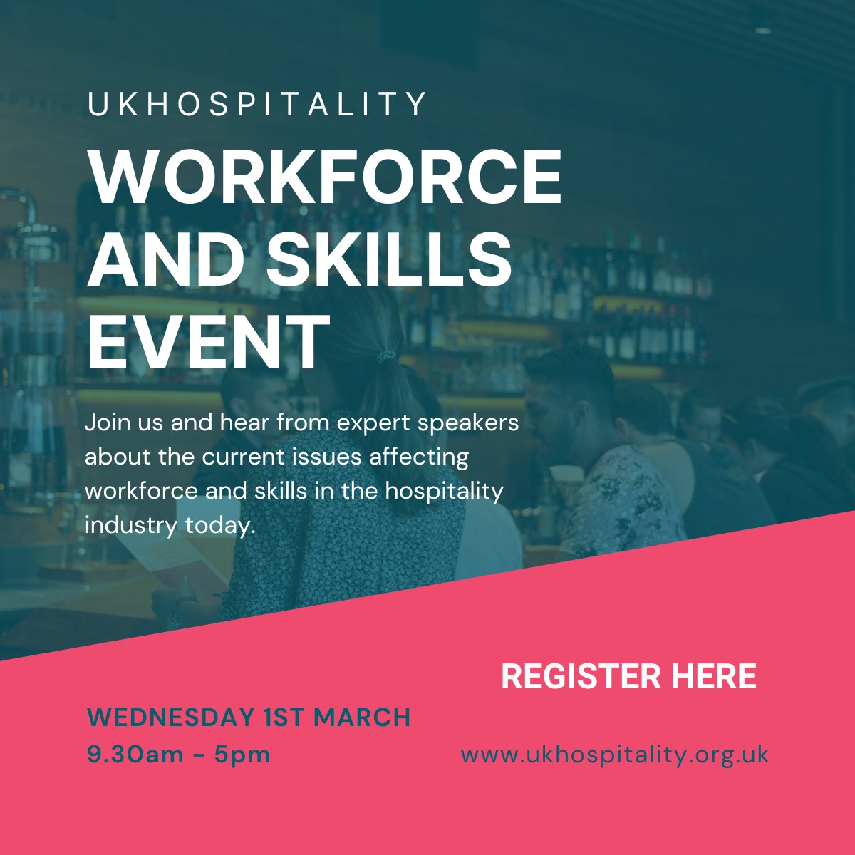 We would like to invite you to participate in the @UKHofficial Workforce and Skills event scheduled for 1st March 2023. 

Sign up at bit.ly/3Z04SHH

#hospitalityworkforce #hospitalityindustry #hospitalityevents