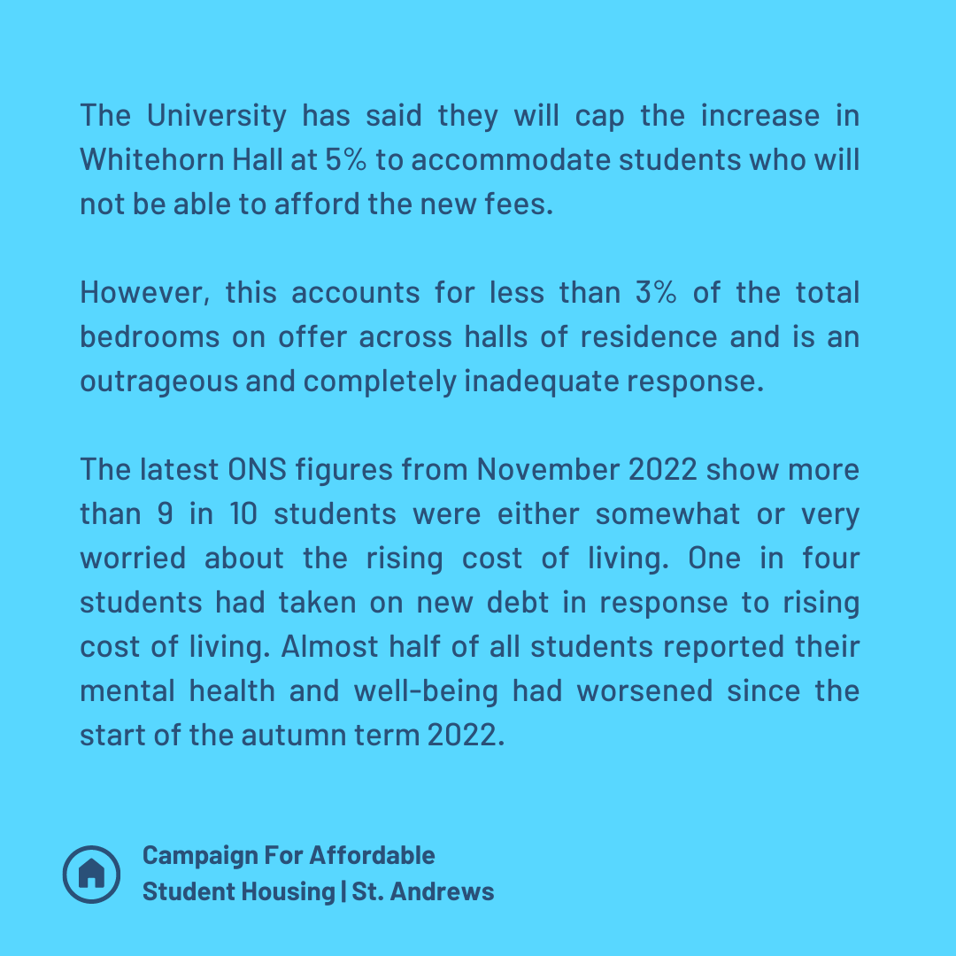 CASHStAndrews's tweet photo. F*CK the rent increase! It will have a devastating impact on the poorest students. 

A £40 pay increase for our Principal, an 8.3% hike in rent for students and we're told you can't afford to pay your staff?

Let us know how the rent hike will impact you: https://t.co/vAjtV3Lbkg https://t.co/9RDlIKEI5z