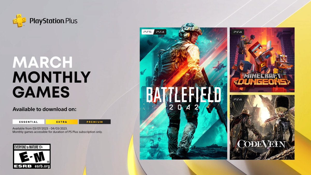 🚨 PS Plus Essential March 2023 Games Size ⬛ Battlefield 2042