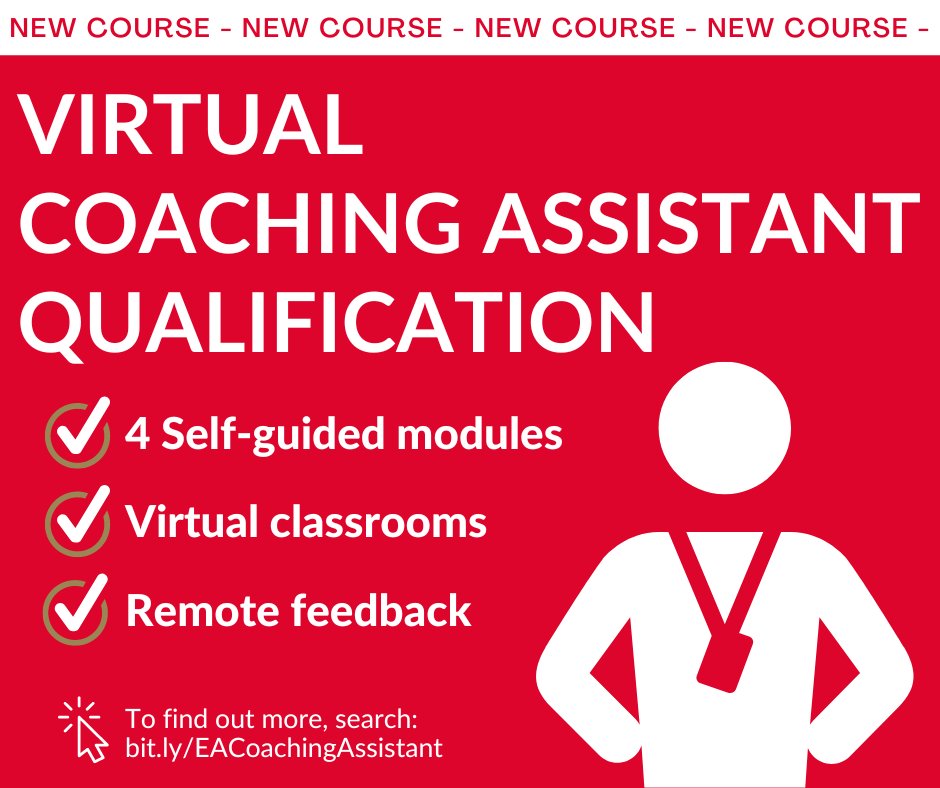 Following the successful launch of our new virtual Coaching Assistant qualification, we are pleased to extend the 10% discount off the course price through to March 31 – sign up now ➡ bit.ly/EACoachingAssi…
