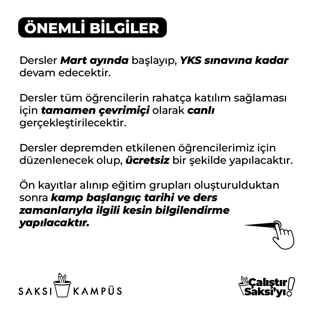SaksiKampus's tweet photo. Ücretsiz YKS Matematik Kampının detaylarına ve katılım formuna profilimizdeki linkten ulaşabilirsiniz.
Kaydınızı yaptırmayı unutmayın 💚

Postu paylaşarak daha çok öğrenciye ulaşmamıza destek olabilirsiniz. 💚 https://t.co/JOTaFh7G9J
