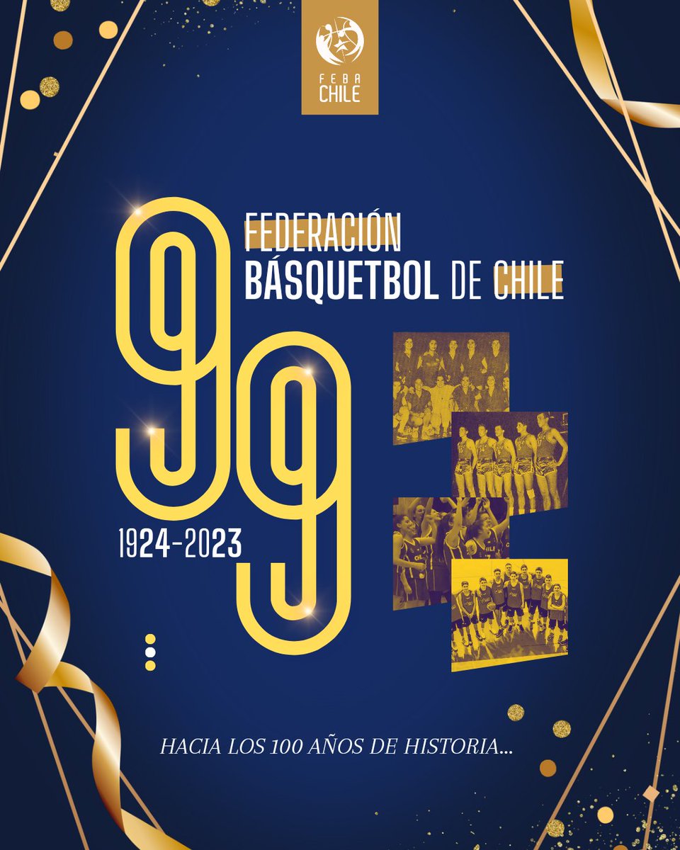 9️⃣9️⃣ años de 𝐇𝐈𝐒𝐓𝐎𝐑𝐈𝐀 a través de la 🏀🇨🇱

🥳 Hoy estamos de 𝐀𝐍𝐈𝐕𝐄𝐑𝐒𝐀𝐑𝐈𝐎, 99 años de trabajo como 𝐅𝐞𝐝𝐞𝐫𝐚𝐜𝐢ó𝐧 𝐝𝐞 𝐁á𝐬𝐪𝐮𝐞𝐭𝐛𝐨𝐥 𝐝𝐞 𝐂𝐡𝐢𝐥𝐞 ❤💙

Ahora, cuenta regresiva para conmemorar el  𝐂𝐄𝐍𝐓𝐄𝐍𝐀𝐑𝐈𝐎 💫

¡②⓪②④, allá vamos! 😉