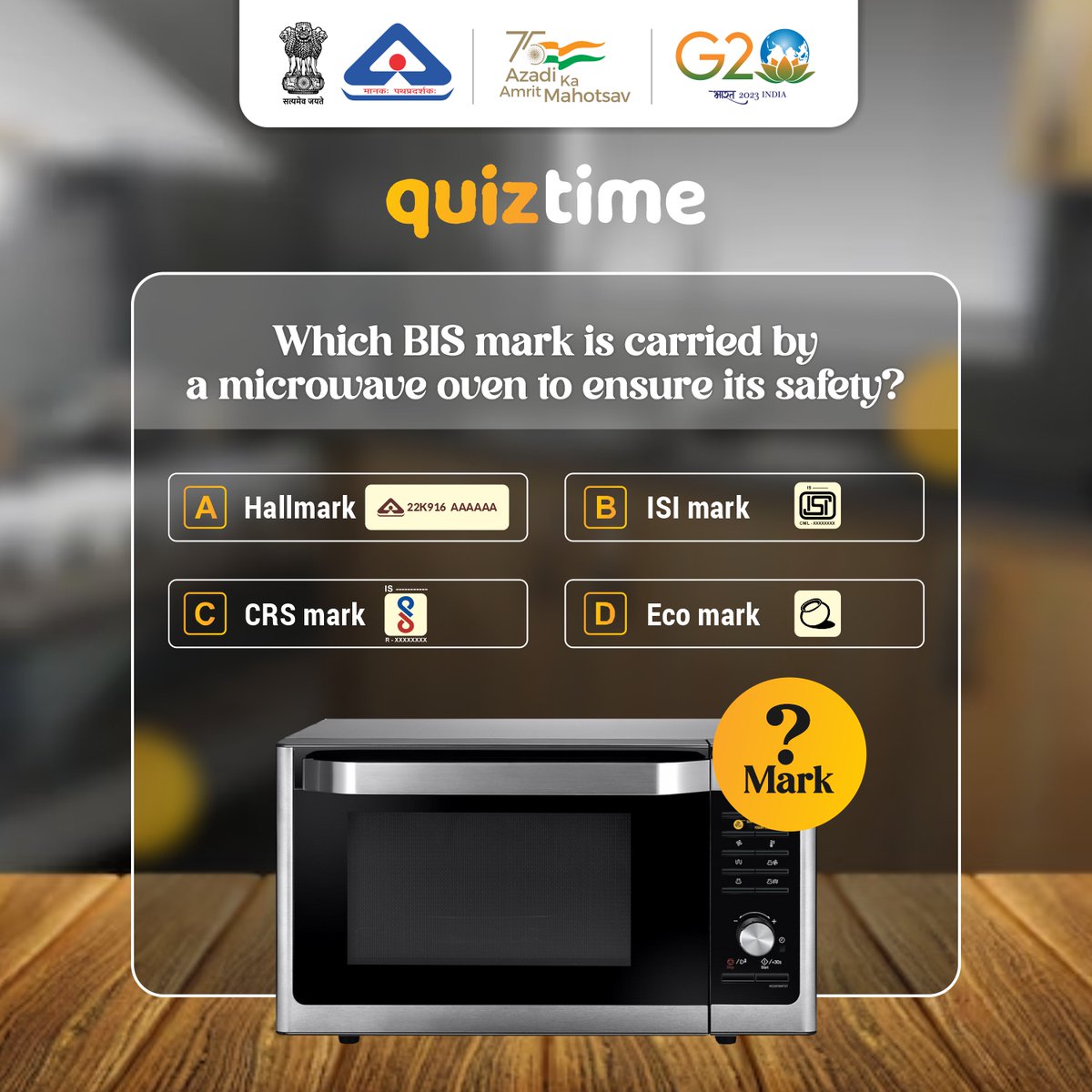 IndianStandards's tweet photo. BIS mark is a symbol of safety and quality. Do you know which BIS mark a microwave oven bears? Let us know your answers in the comments section below.
@jagograhakjago @PiyushGoyal @AshwiniVaishnaw @GoI_MeitY 

#Quiz #Puzzle #Funtime #Microwave #StandardMark https://t.co/d5HHOfPd3n