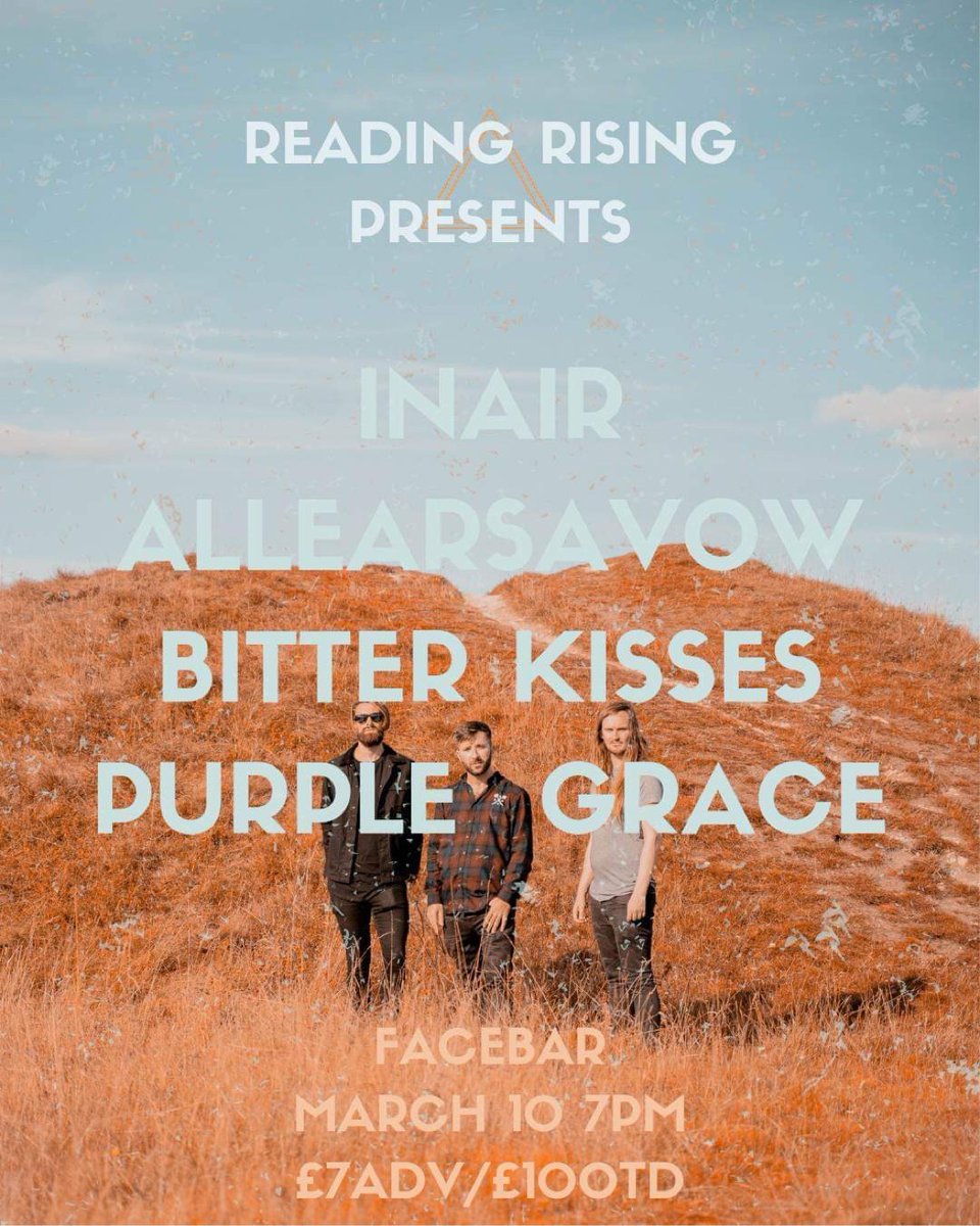NEXT UP READING! We're at The Facebar, Reading, with our wonderful friends in @InAirUK , @bitterkissesuk and Purple Grace. See you there x Tickets >>> allearsavow.com/tour