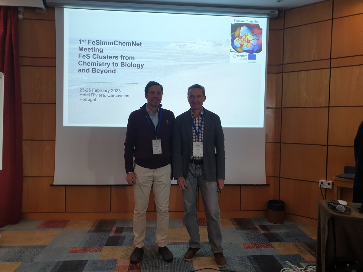 COST actions are perfect tool to build new cooperations. You meet old friends and get new. We first met with Ricardo Louro (#ITQB NOVA, Lisbon) in 1993 and now again! Topic of this meeting in Carcavelos: “FeS Clusters from Chemistry to Biology and Beyond” <a href="/fesimmchemnet/">COST FeSImmChemNet</a> #CA21115