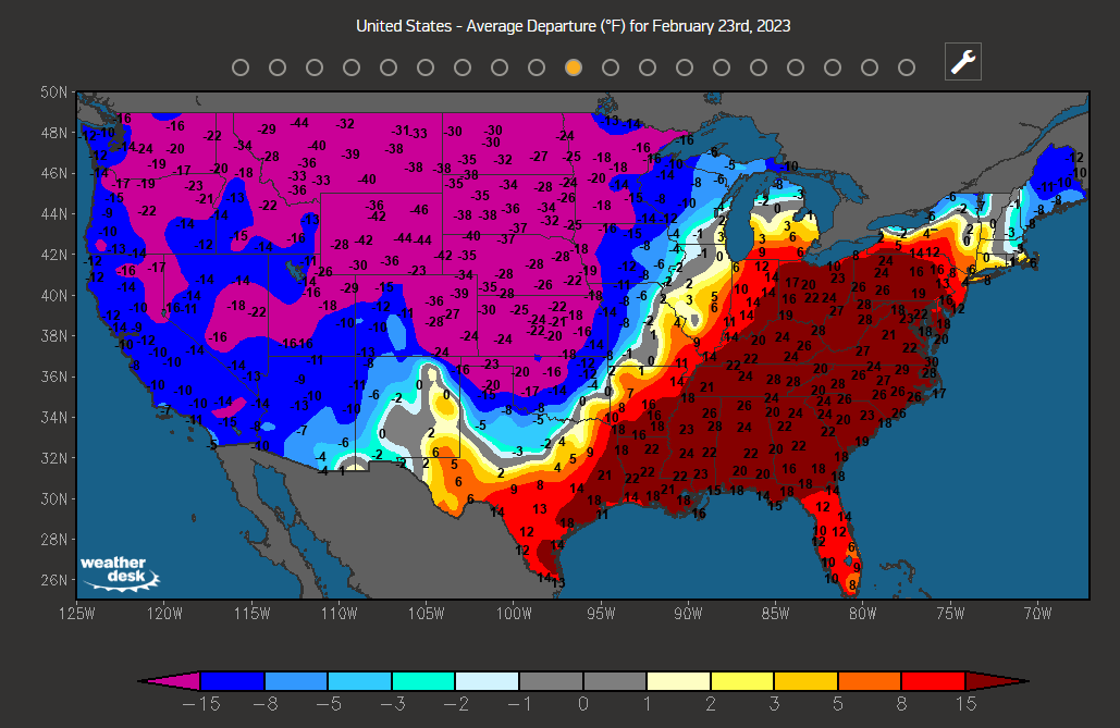 Maxar WeatherDesk on Twitter "Yesterday's temperature departure map