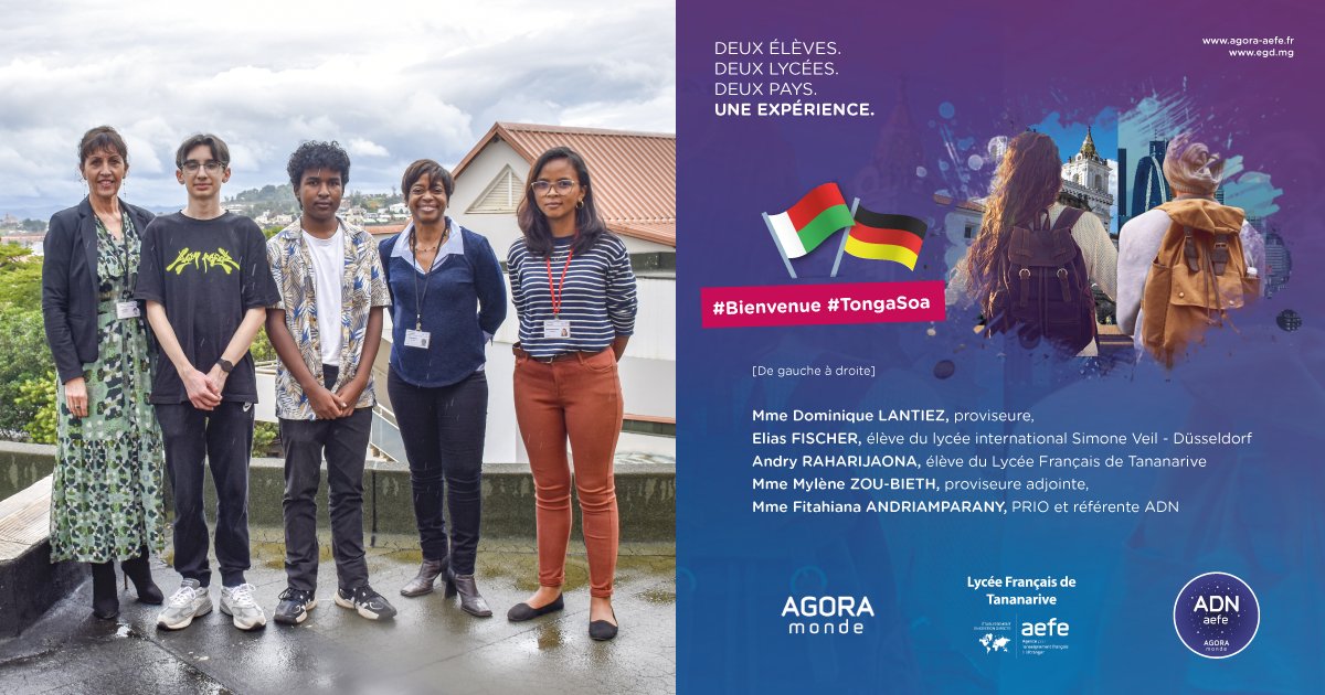LFTananarive's tweet photo. #TongaSoa | Jusqu'à la fin mars, Elias - qui est élève au Lycée Français International Simone Veil à Düsseldorf - sera dans nos murs dans le cadre du dispositif d'échanges scolaires ADN-AEFE. @aefeinfo 🇲🇬🇩🇪 https://t.co/CnQtZfDHzq