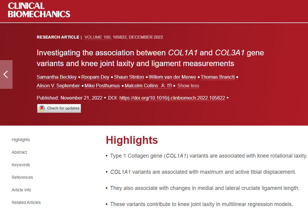Roopam Dey (@dey_roo) on Twitter photo The latest collaborative publication on the effects of genes on knee ligament laxity.
doi.org/10.1016/j.clin…
<a href="/HPALS_/">HPALS</a> <a href="/UCT_ORU/">Orthopaedic Research Unit</a> <a href="/UCT_HUB/">UCT Human Biology</a> <a href="/UCT_news/">UCT</a> <a href="/uct_bmhsl/">Bongani Mayosi Health Sciences Library (BMHSL)</a> <a href="/UCTLibrary/">UCT Libraries</a> The latest collaborative publication on the effects of genes on knee ligament laxity.
doi.org/10.1016/j.clin…
<a href="/HPALS_/">HPALS</a> <a href="/UCT_ORU/">Orthopaedic Research Unit</a> <a href="/UCT_HUB/">UCT Human Biology</a> <a href="/UCT_news/">UCT</a> <a href="/uct_bmhsl/">Bongani Mayosi Health Sciences Library (BMHSL)</a> <a href="/UCTLibrary/">UCT Libraries</a>