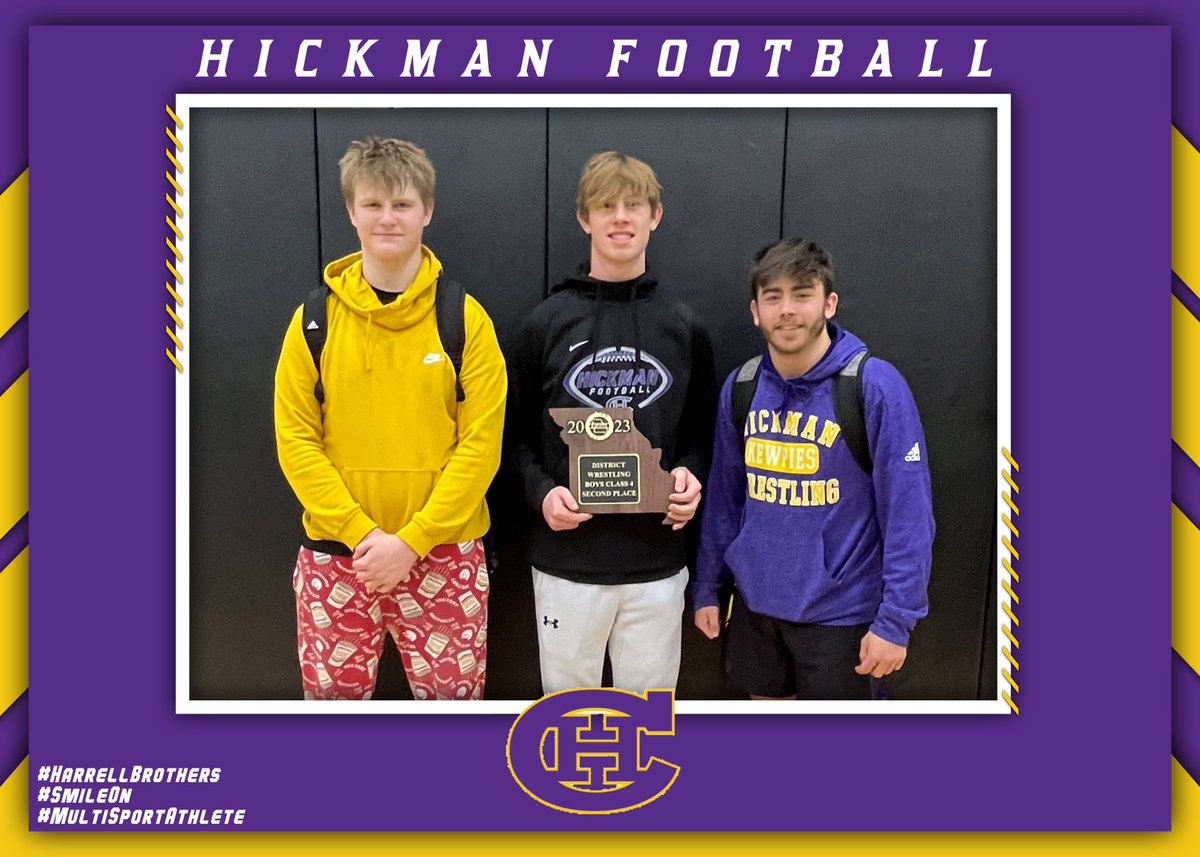 CoachAlvis's tweet photo. .@Kewpiefootball is SCREAMING GOOD LUCK this weekend to the Harrell Brothers!!! All 3️⃣ made it to State Wrestling Tournament!!😳 (First time in Hickman History?)
@ColeHarrell_6 @Leviharrell95 Mark Harrell!
#SmileOn https://t.co/dDUxBo4hZv