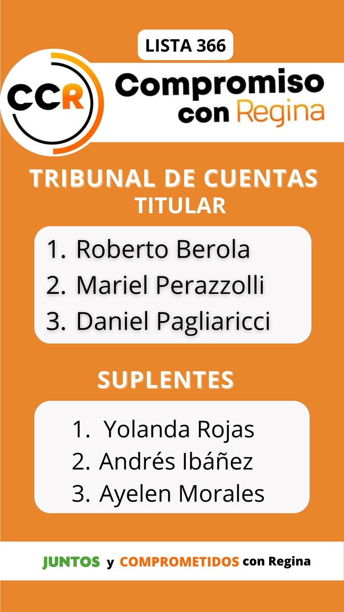 AlbrieuLuis's tweet photo. Lista de candidatos a CONCEJALES y TRIBUNAL DE CUENTAS.
#CompromisoConRegina🧡 https://t.co/KpZfGE0TfM