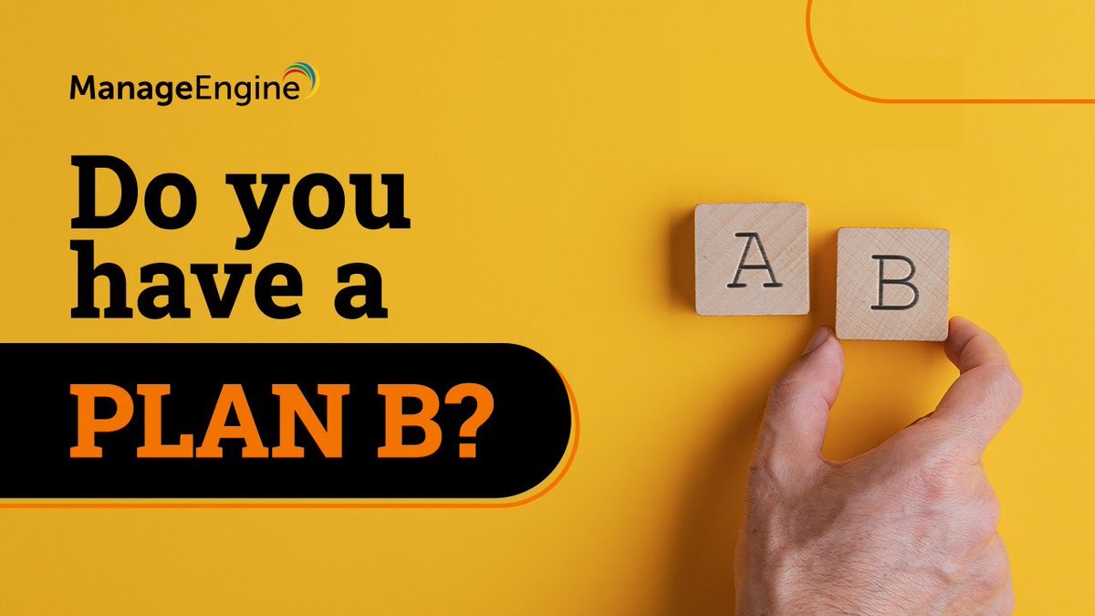 ManageEngineIAM's tweet photo. Life can be unpredictable. You never know what's going to happen. Donβt get stuck in a rut. Don't be caught unaware. Watch this video and start preparing for the unexpected: https://t.co/s9Gx8psxBy
#AlwaysHaveAPlanB #ManageEngine #StayTuned https://t.co/8boJ3cECKX