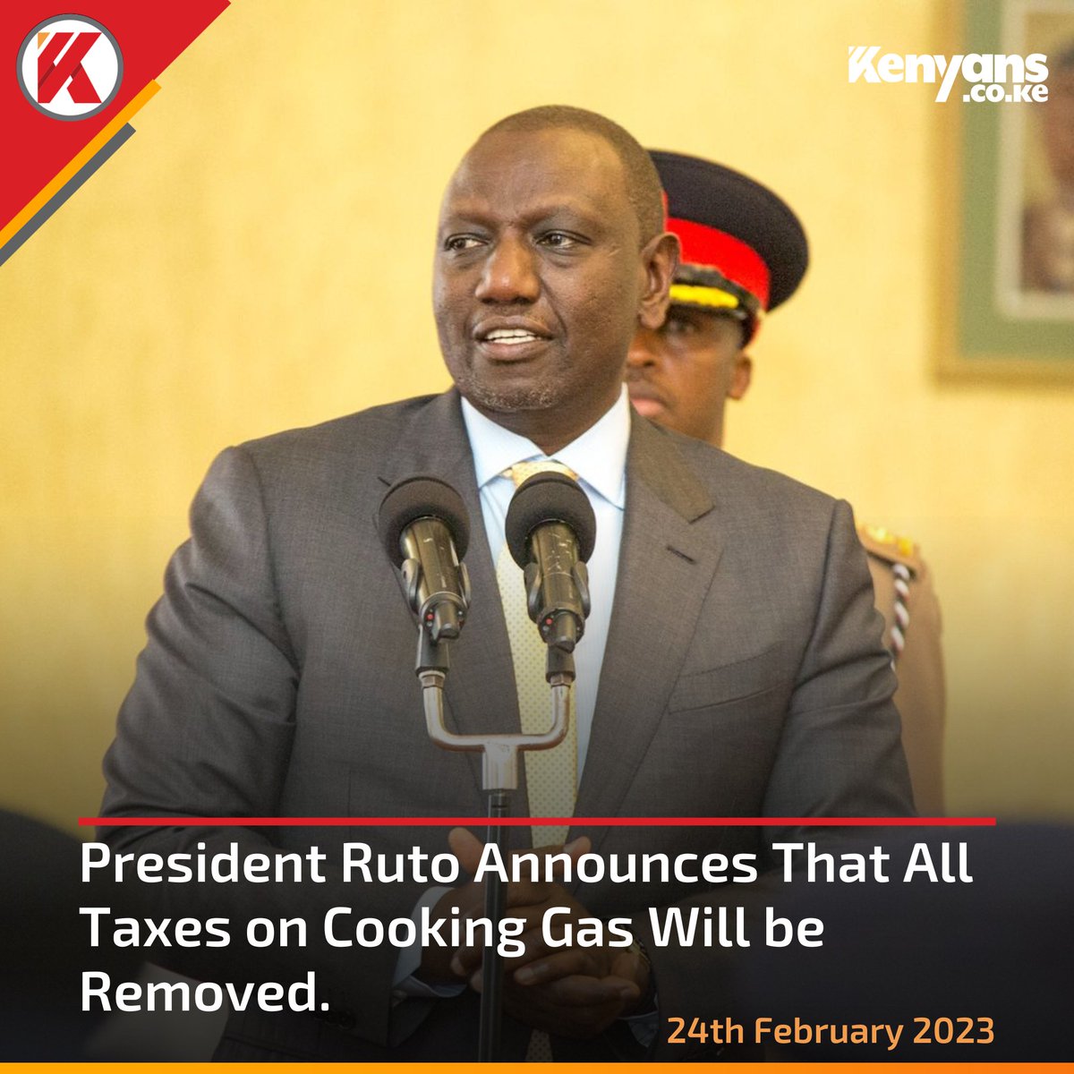 BREAKING NEWS: President Ruto announces that all taxes on cooking gas will be removed