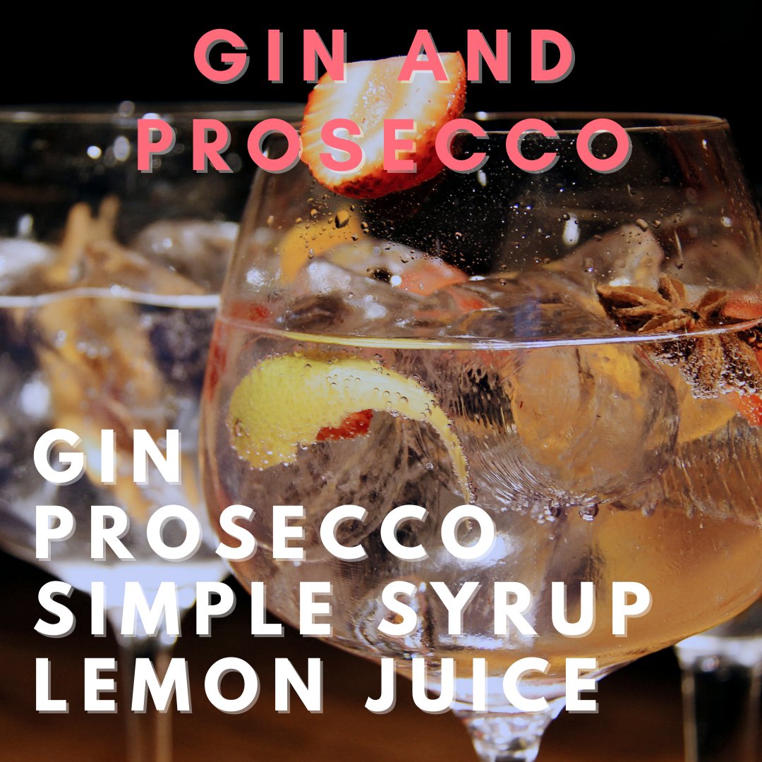 Gin And Prosecco Cocktail: in a stemmed glass, add the gin and lemon juice with some ice and top with prosecco.