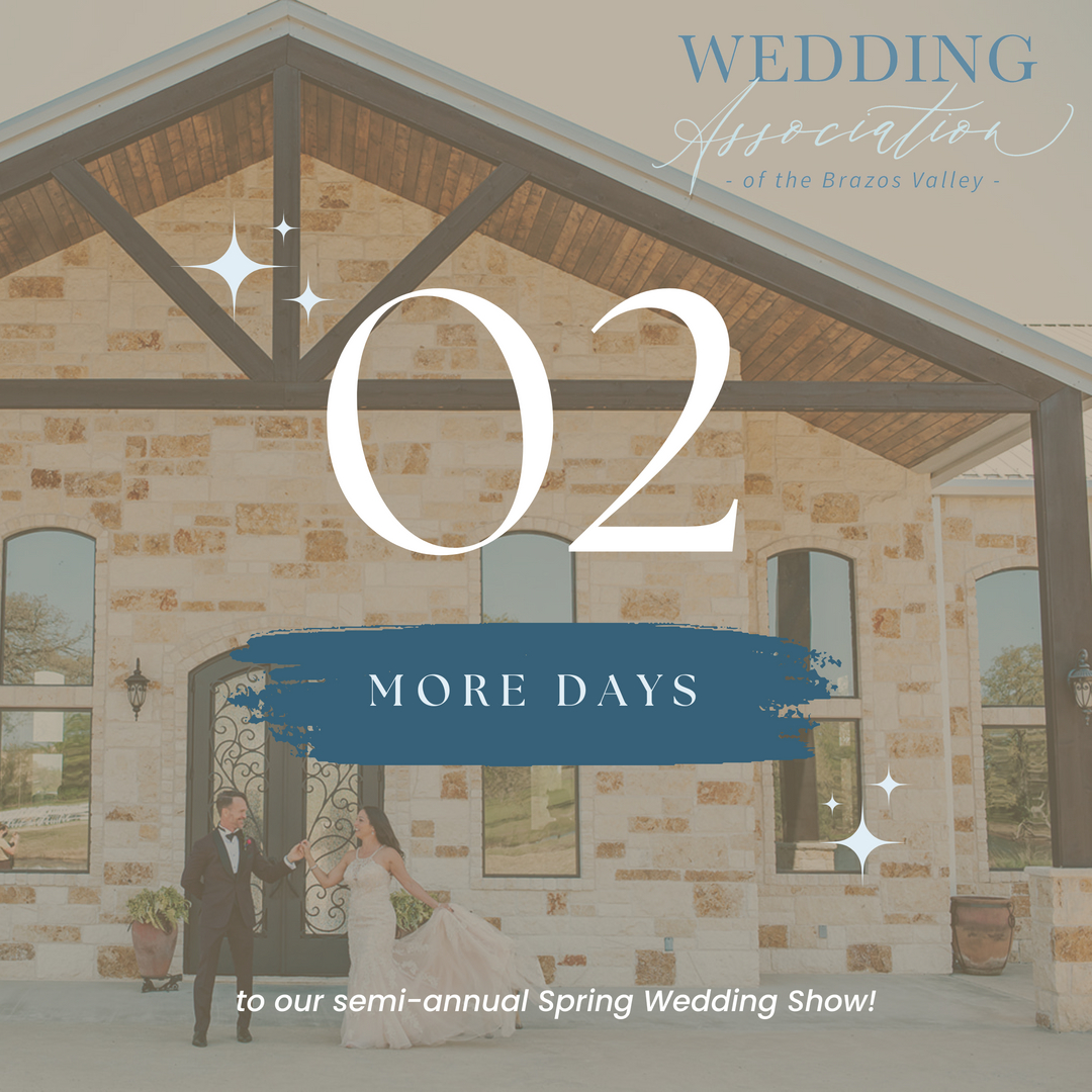 🎟️Only TWO DAYS left! 🎟️
Get your early bird tickets to the premier wedding show in the Brazos Valley before they go up! Join us THIS SUNDAY at the <a href="/BCExpo/">BusinessConnectsExpo</a> to meet local event professionals who are ready to help you achieve your wedding goals. All while getting to try s
