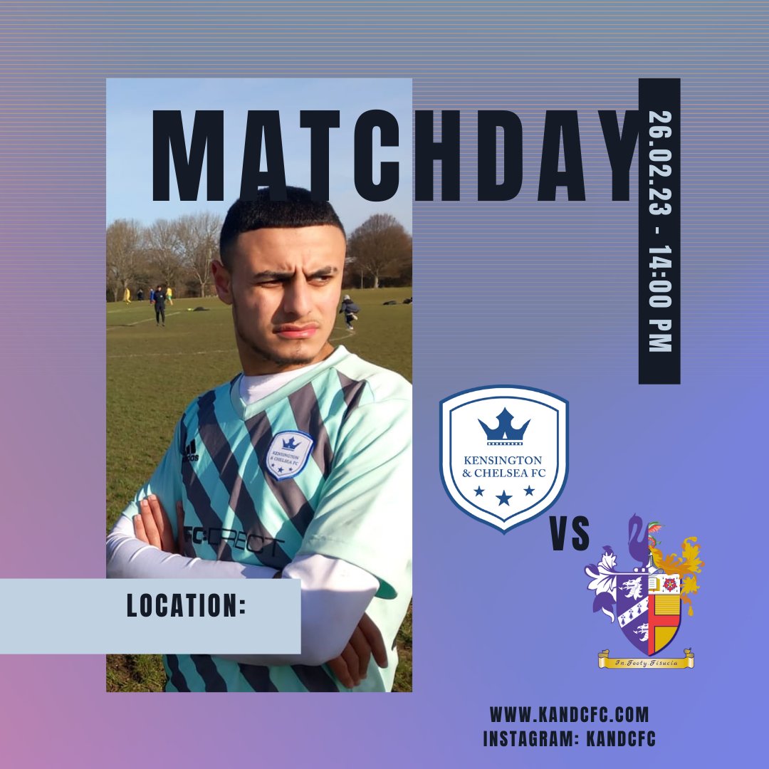 LEAGUE MATCH DAY 26/02/2023 14:00 PM  
KENSINGTON &amp; CHELSEA FC VS TRUMPINGTON ROVERS 
DOUBLE POINTS FOR THIS MATCH 
WE LOOK FORWARD TO SEEING OUR FANS &amp; FAMILY ON THE TOUCHLINE. 

#LONDONFOOTBALL #GRASSROOT #KENSINGTONANDCHELSEA
