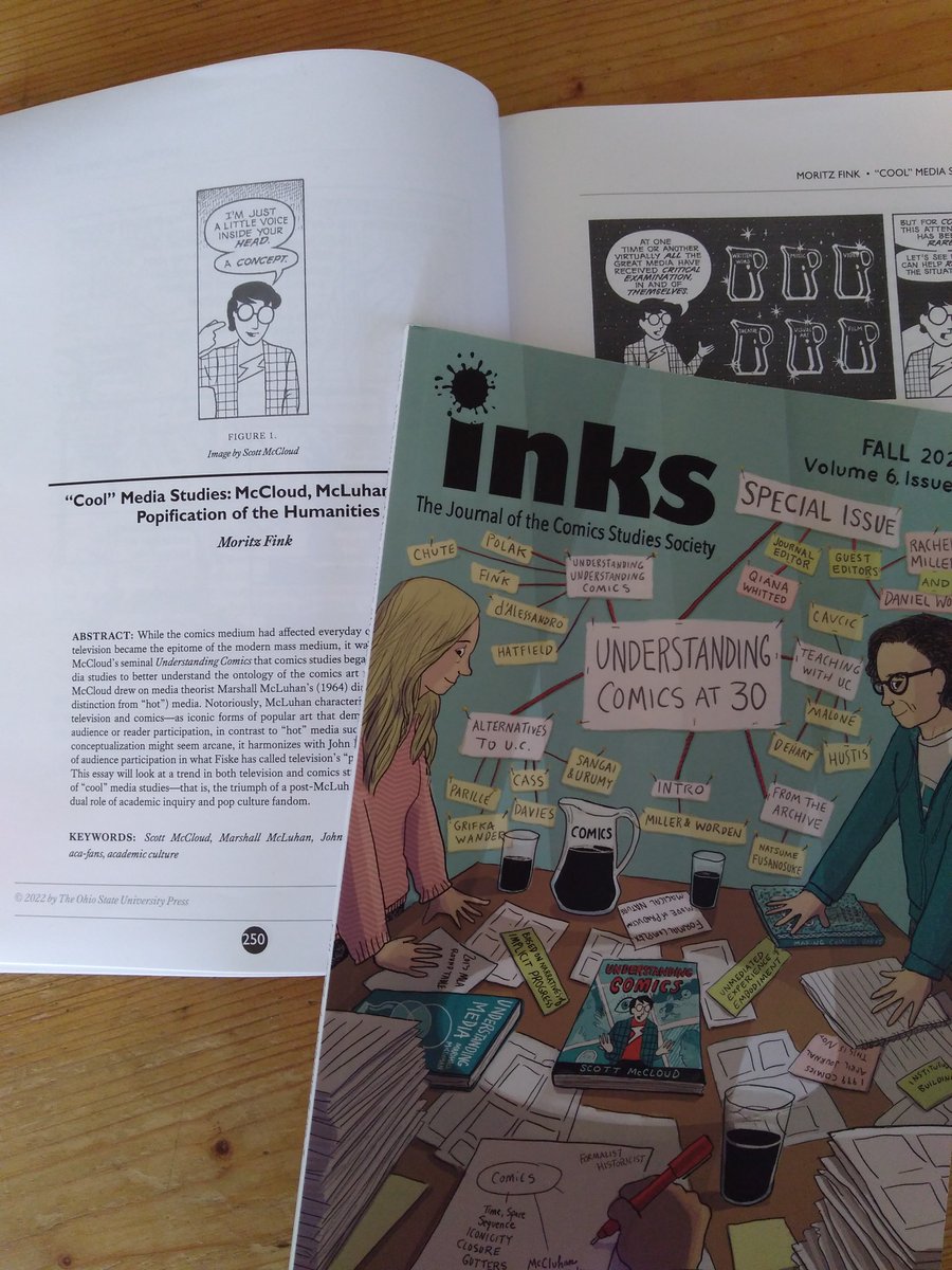 Hooray, the author's copies of @INKS_ComicsJrnl's special issue on @scottmccloud's classic UNDERSTANDING COMICS have arrived! Eds. @girlgutters & @profworden. Proud to be part of the great lineup. The cover design by @cass_caitlin is just amazing! Cheers everybody! https://t.co/QxsHEZTSH7