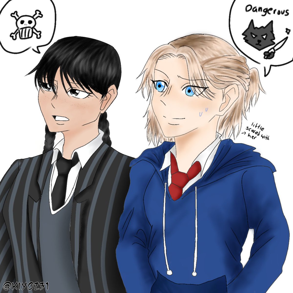 Kiyo231's tweet photo. Wednesday and Emma :> , it's really fun to draw the characters and the cast. btw there is still 1 more picture but I haven't continued it because I'm sick again :)
#emmamyers #enidsinclair #wednesdayaddams #jennaortega #wenclairfanart #wenclair #jenma https://t.co/S1VuQ7nfNs