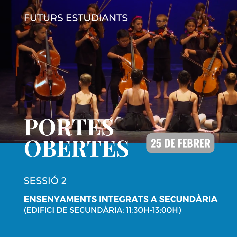 IEAOm's tweet photo. RECORDATORI | Aquest dissabte, 25 de febrer, vine a les Portes Obertes 2023 per conèixer els ensenyaments integrats de música i dansa de primària i secundària.
Vine al teu primer dia a l'Oriol 🎶
#PortesObertes2023
#primària #secundària #música #dansa #TheNextFuture https://t.co/suwc5MAVRC