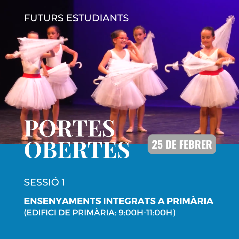 IEAOm's tweet photo. RECORDATORI | Aquest dissabte, 25 de febrer, vine a les Portes Obertes 2023 per conèixer els ensenyaments integrats de música i dansa de primària i secundària.
Vine al teu primer dia a l'Oriol 🎶
#PortesObertes2023
#primària #secundària #música #dansa #TheNextFuture https://t.co/suwc5MAVRC