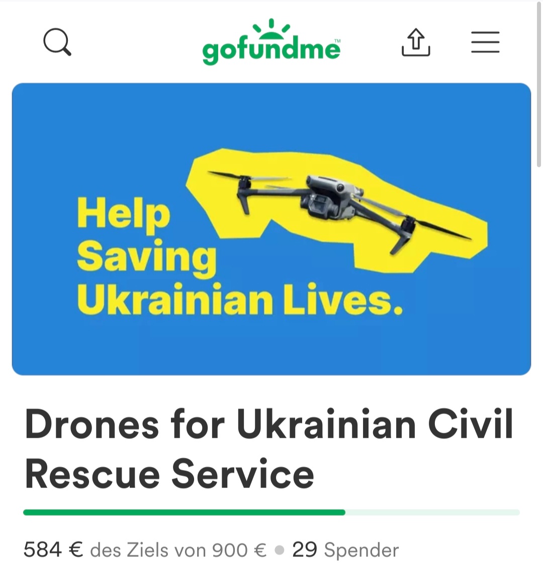 linuswalter_'s tweet photo. [1/2] One-year war in Ukraine – and your help is still needed! Together with our Ukraine-based friend Taras we are crowdfunding a civil drone for training Ukrainian rescuers (firefighters, demining teams). 🚑 🚨⛑️ Please donate here: https://t.co/XYLGDIDfp3

#StandWithUkraine https://t.co/eX64vDt5Lr