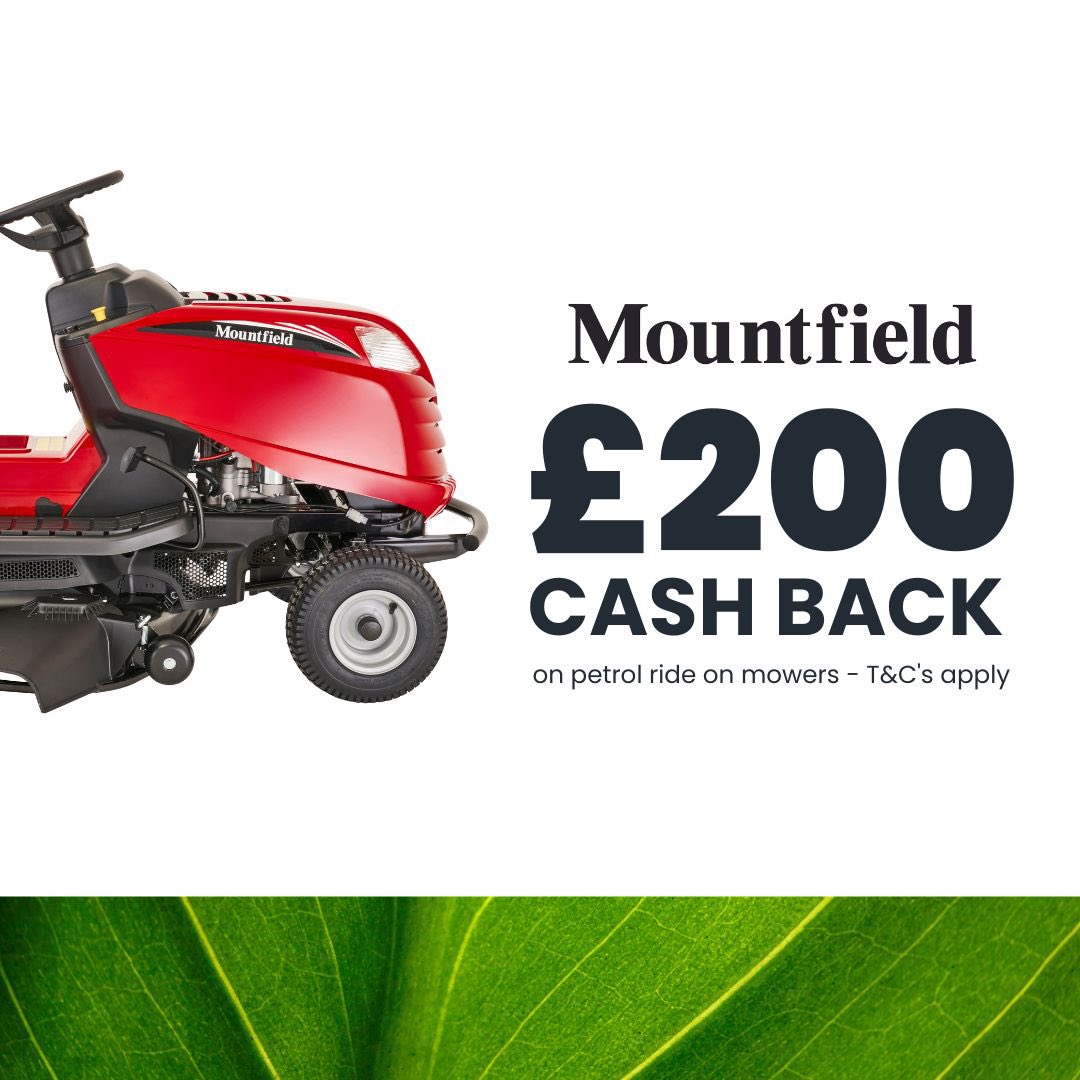 🌿 Springing into Spring <a href="/CheltenhamMower/">Mowers Online</a> with a fantastic £200 cash back offer on <a href="/MountfieldMower/">MountfieldLawnmowers</a> <a href="/StigaLawnmowers/">STIGA Lawnmowers</a> and <a href="/atcolawnmowers/">Atco</a> 🌿

Make light work of larger grass spaces with a new ride-on tractor. Treat yourself to a new lawnmower built for the job &amp; save money too!