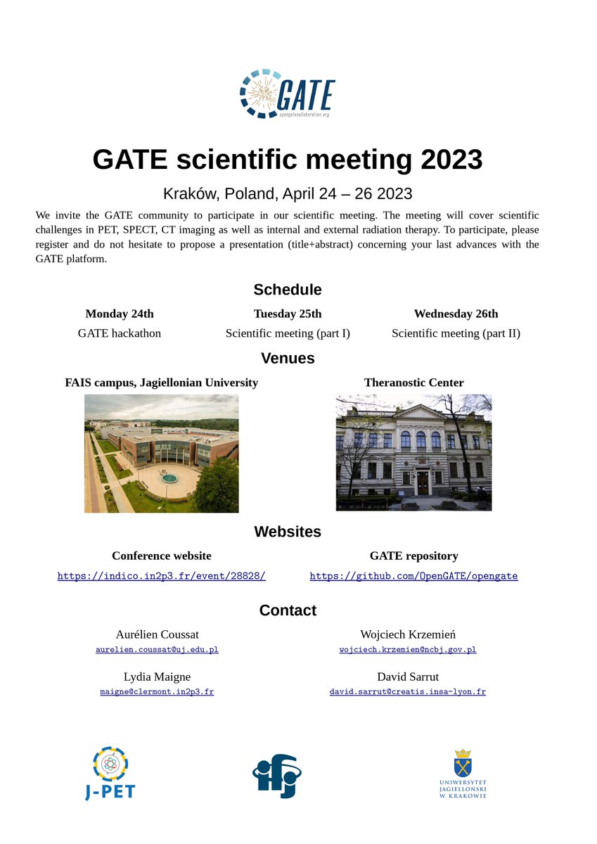 Check out the leaflet for the next #Opengate meeting in Krakow, Poland 25-26 April 2023. Register now in: indico.in2p3.fr/event/28828/