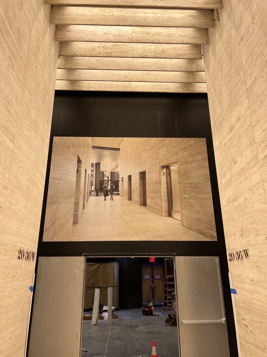 getLayr's tweet image. Custom-printed construction signage to show your tenants what's coming.  One of the easiest and least expensive ways to showcase high-quality artwork in a large scale #layr #signage #lobby #renovation #creative #large-format