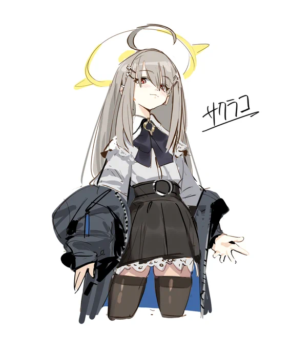サクラコ身長160cm、加隈亜衣、亜麻色の髪という情報だけ与えられて描いたブルアカミリ知ら絵です。 