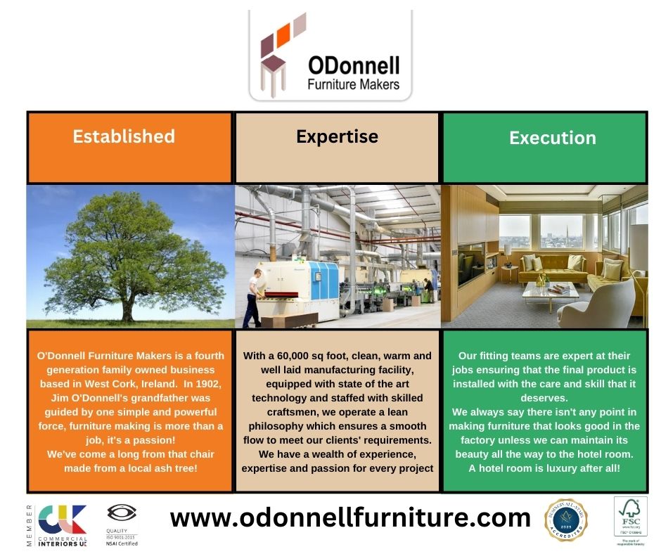 If you ever asked us what O'Donnell Furniture Makers raison d'etre  is, then we would respond it is being an established family run business in its 4th generation, with unparalleled expertise and having teams that strive to execute every project to perfection.