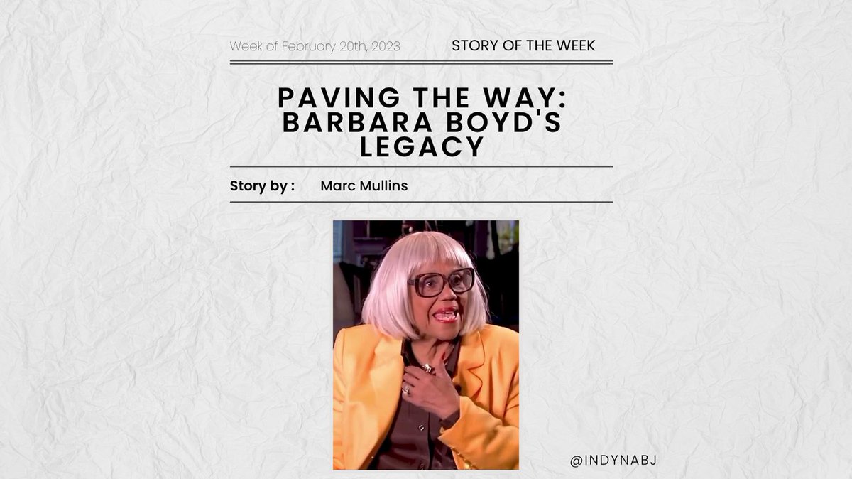 This week's #StoryoftheWeek honors a local Black History icon, Barbara Boyd, the first African American female reporter in the state of Indiana. 

#BlackHistoryMonth #blackjournalist #blackstories #indynabj #iabj #nabj