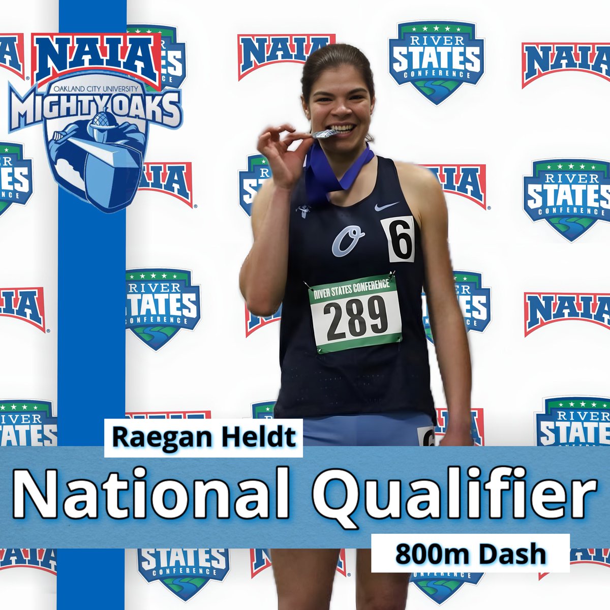 Congrats to Raegan Heldt for qualifying for NAIA nationals in the 800m dash!