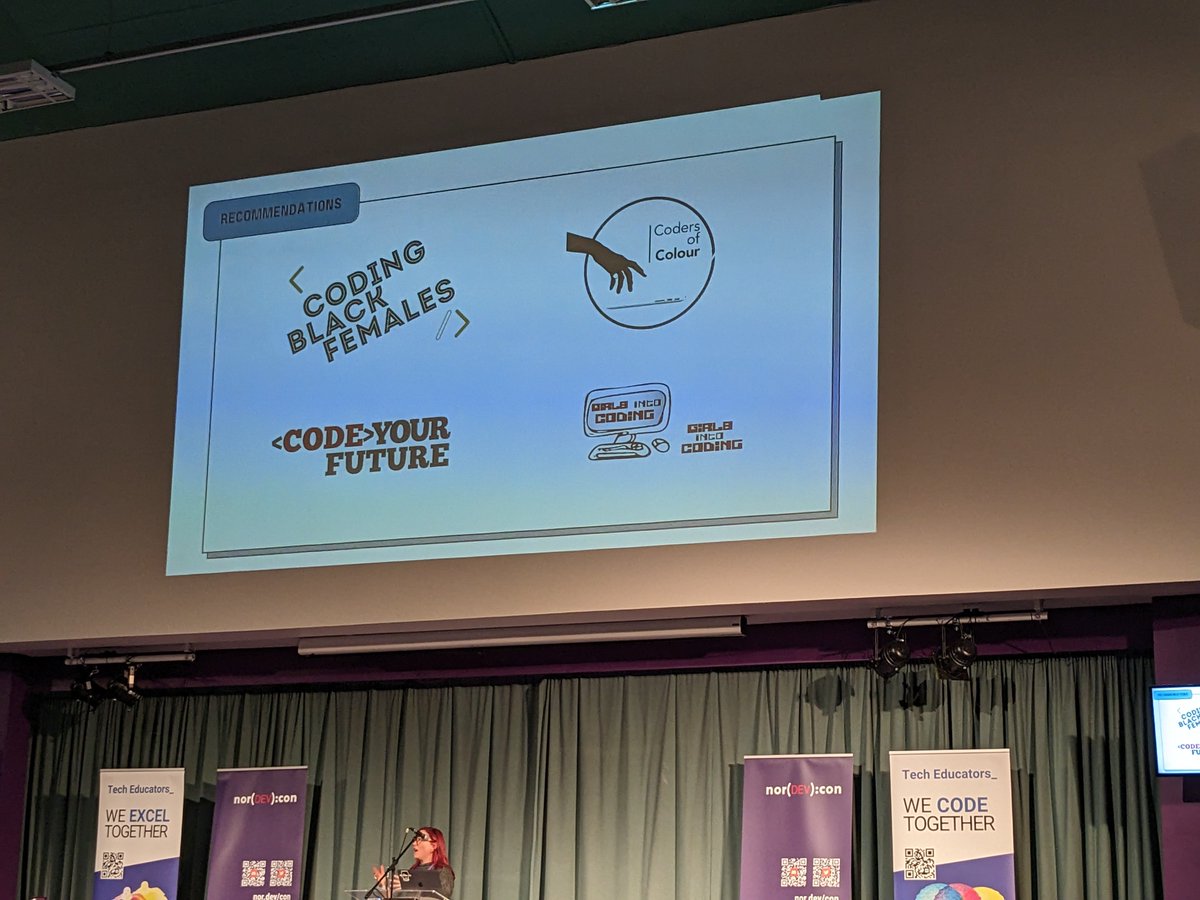 n3rdybirdy's tweet image. Fantastic talk about 10 years of @codebar by Kimberley Cook at #NorDevCon23  - such a cool initiative helping folks from underrepresented backgrounds to level up their coding skills with mentors across so many locations 💪