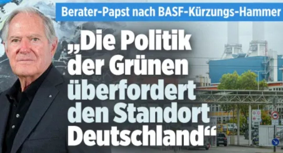 "Die Politik der Grünen überfordert den Standort Deutschland" sagt Wirtschaftsexperte Roland Berger in BILD. „Ich sehe seit Jahren mit großer Sorge eine starke Tendenz in der Politik, unser Land von der Marktwirtschaft in eine staatliche Planwirtschaft zu verwandeln."