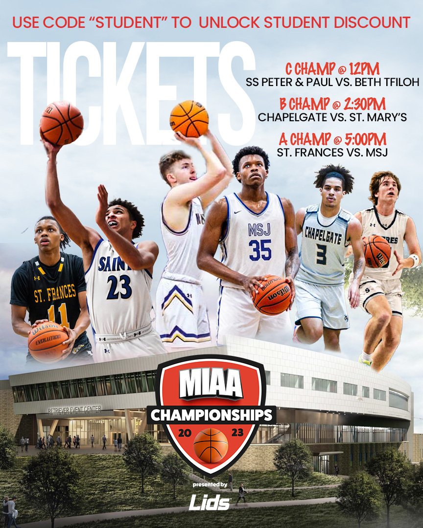 miaa_champs's tweet photo. Secure your seats for the 2023 @lids MIAA Basketball Championship this Sunday at @cei_arena. 1 ticket 🤝 3 championships. 🎟: https://t.co/Y34zgwpnEu https://t.co/pxSqccSm1n