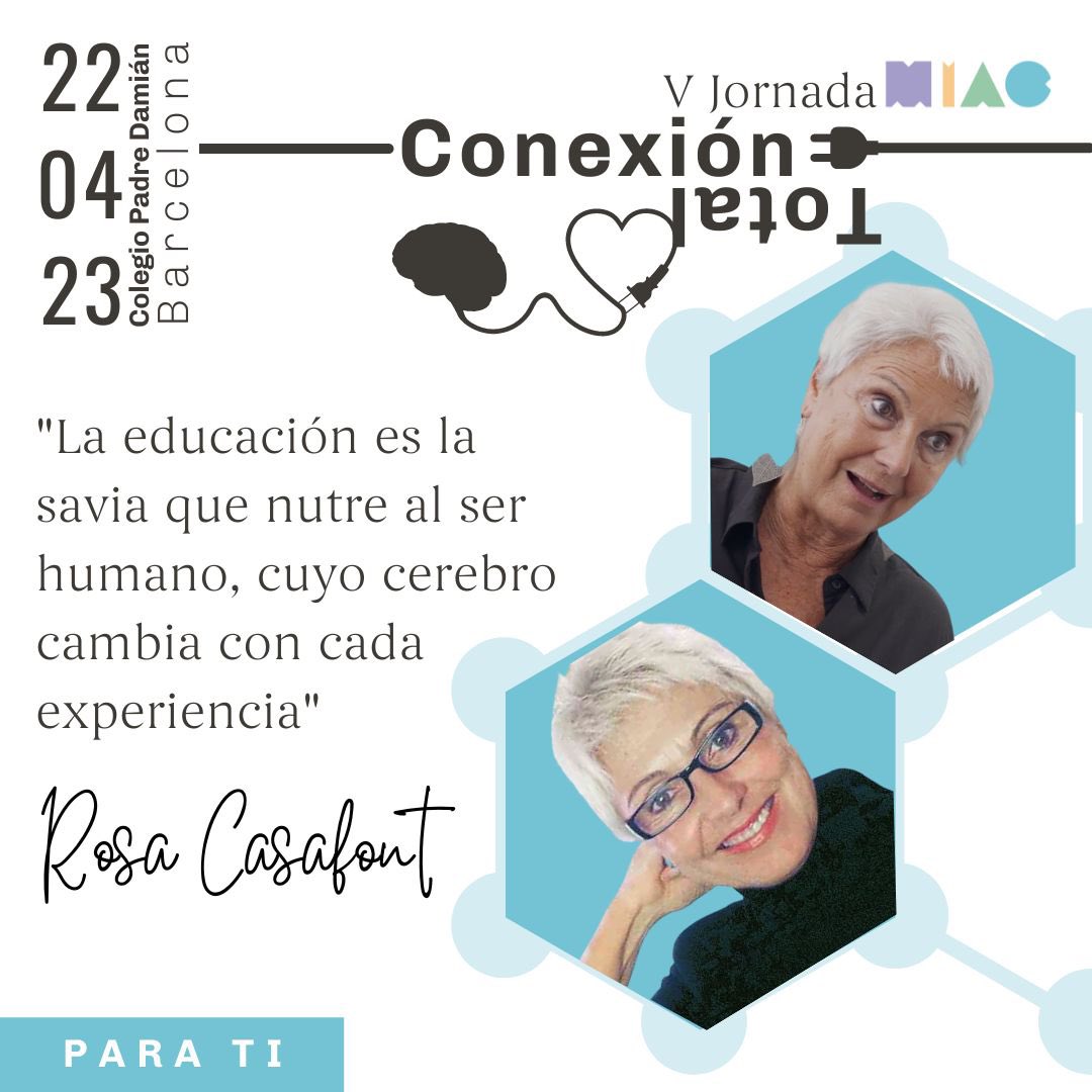 MIACeduca's tweet photo. 🎙️ PARA TI

V jornada MIAC • Conexión total

Os presentamos a una de nuestras conferenciantes plenarias 👉🏼 Rosa  Casafont 

🙌 ¡No os lo podéis perder! 

🎟️ Compra tu entrada: https://t.co/a36R9aJXNn

#jornadaMIAC https://t.co/Dj0sVbNSuW