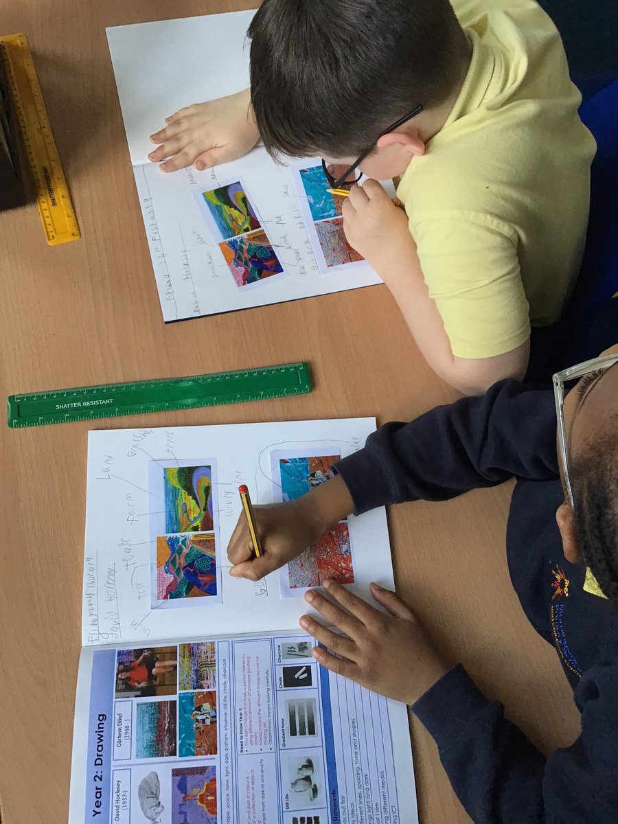 Morningside_ps's tweet photo. In #art, #year2 learnt about two famous artists, David Hockney and Görkem Dikel, then practised drawing some of the shapes the artists use. https://t.co/h81rYSb5LT