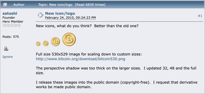 13 years ago today, #Satoshi revealed the updated "₿" #Bitcoin logo. Historic moment!

Is this the best logo ever in your heart?