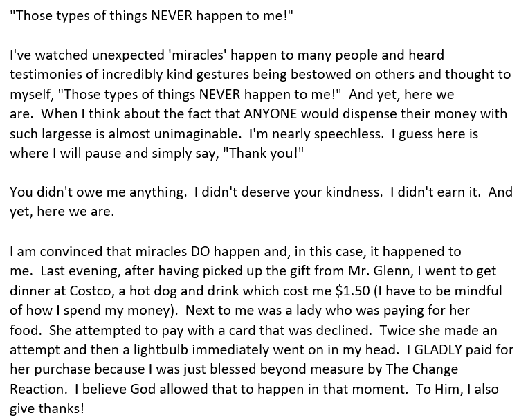 Experience the full circle effect of this beautiful story. It doesn't matter where you come from or how much money you have to give. As long as you can be kind, that's the most generous thing you can do.