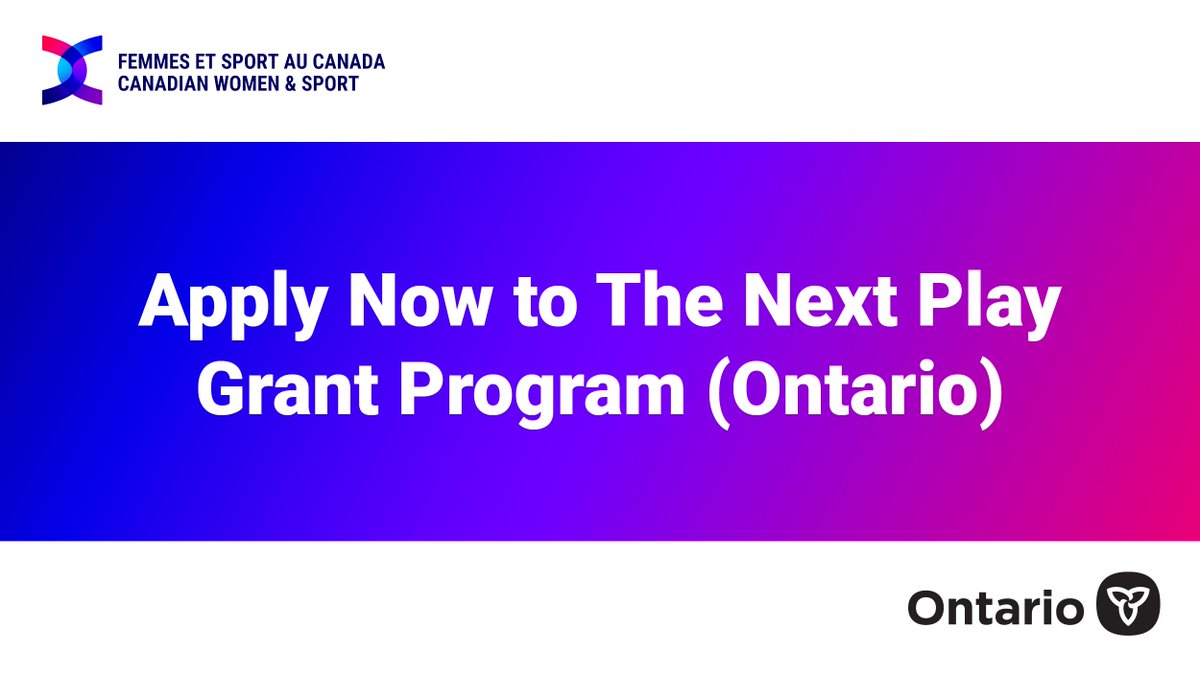 WomenandSportCA's tweet photo. We are excited to announce The Next Play, an Ontario-based grant program aimed at better engaging girls and gender-diverse participants in active recreation. Learn more here and apply here: https://t.co/NDGGRj689Y

This project is made possible by the @ONgov. https://t.co/jbiBN3aswk