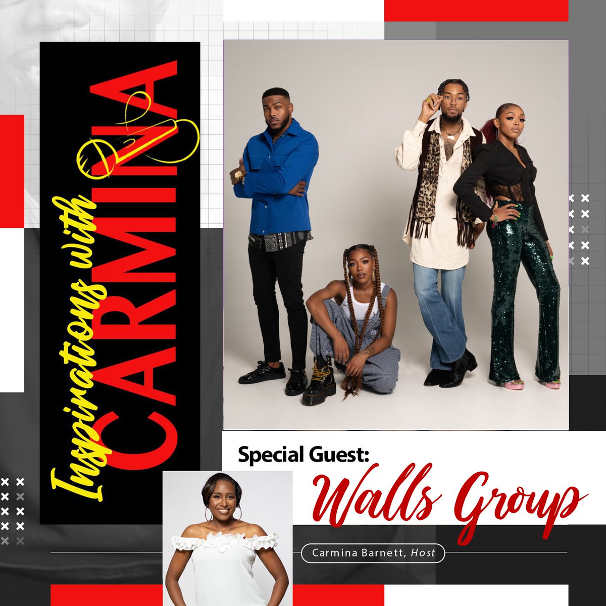 CarminaB's tweet photo. Closing out the week with one of my favs, @TheWallsGroup  | TUNE IN!l #newrelease #inspirationswithcarmina #fourwalls #wallsgroup #gospel 

Where to listen: https://t.co/H0zqW89IPA https://t.co/E3T4t50YoZ